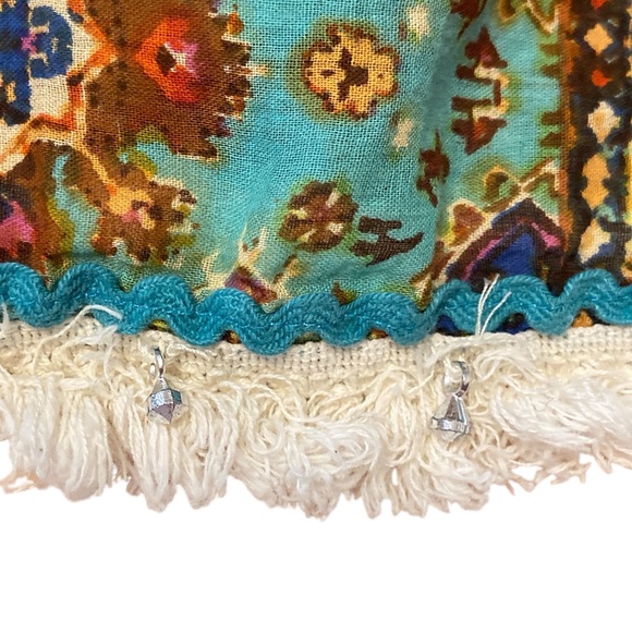 Miss Terre Boho Poncho/ShawlTop M/L Embellished  Cotton Fringe Festival Hippie - Picture 8 of 10